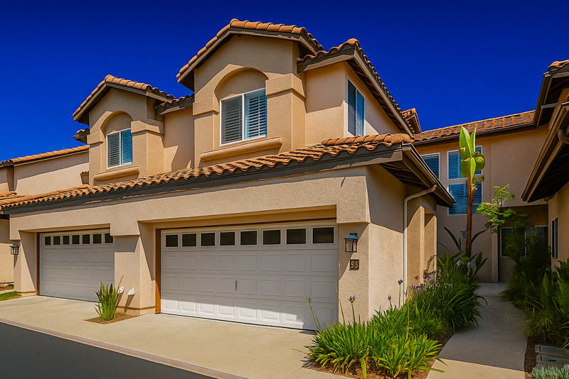 Modern townhomes and condos for sale in Aliso Viejo, California with attached garages and community amenities